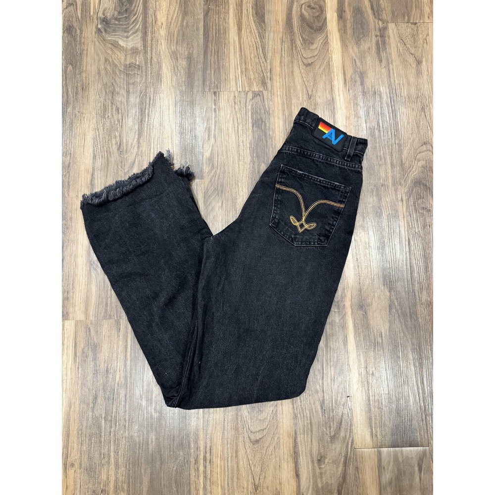 Aviator Nation Jeans Women's 28 Black High Rise Distressed Raw Hem 100% Cotton